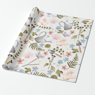 Vintage Gärten Aquarell Cottagecore Geschenkpapier