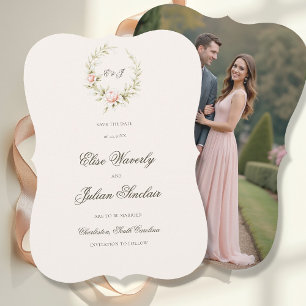 Vintage-Garten Ätherischer Rosa Florales Hochzeits Save The Date