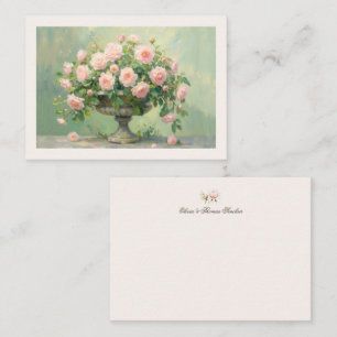 Vintage-Garten Ätherisches Rosé Flora Hochzeitspaa Mitteilungskarte