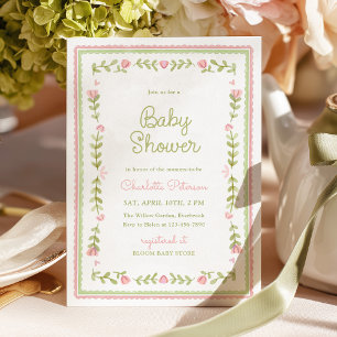 Vintage-Garten-Baby-Party Einladung