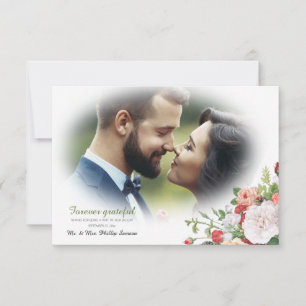 Vintage-Garten-Blumen-Foto-Dankeskarte Einladung