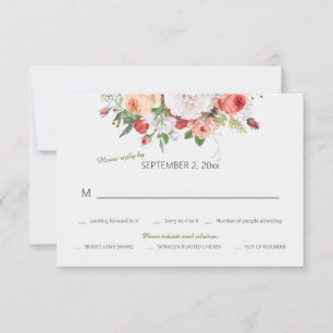 Vintage-Garten Blumen Hochzeit RSVP-Karte Einladung