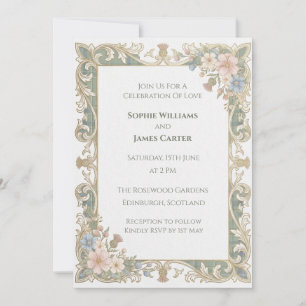 Vintage-Garten-Blumen-Hochzeitseinladung Einladung