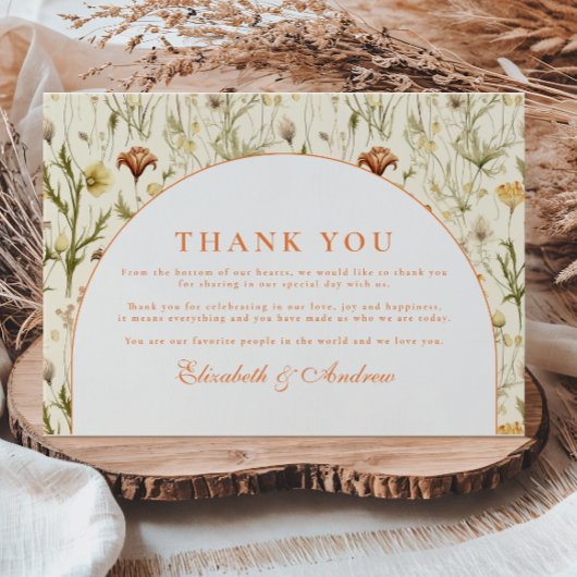 Vintage-Garten Blumenhochzeit Dankeskarte