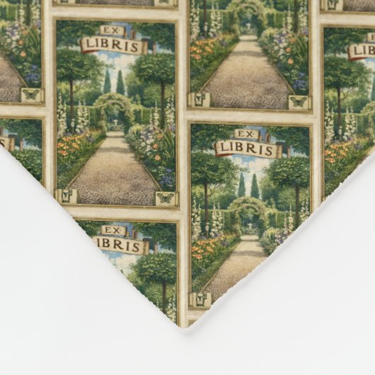 Vintage-Garten-Ex-Libris-Bookplate-Fleece-Decke Fleecedecke (Ecke)