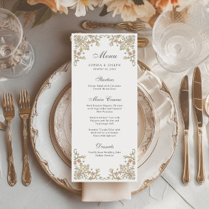 Vintage-Garten   Farbige Luxus-Hochzeit Menükarte