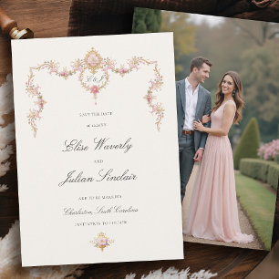 Vintage-Garten Französisches Schloss Blush-Foto-Ho Save The Date
