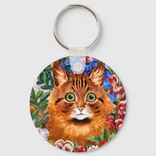 Vintage Garten-Katzen-Schlüsselkette Louis Wain Schlüsselanhänger