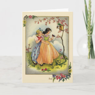 Vintage-Garten-Kinder-Notizkarte Karte