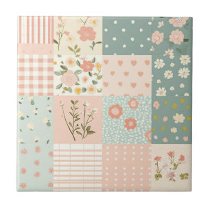 Vintage-Garten-Patchwork in Staubrosé und Lavendel Fliese