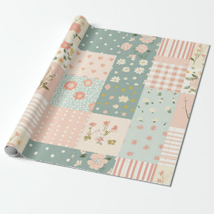 Vintage-Garten-Patchwork in Staubrosé und Lavendel Geschenkpapier