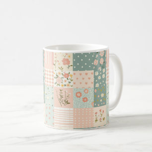 Vintage-Garten-Patchwork in Staubrosé und Lavendel Kaffeetasse