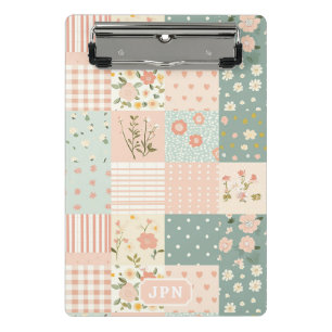 Vintage-Garten-Patchwork in Staubrosé und Lavendel Mini Klemmbrett