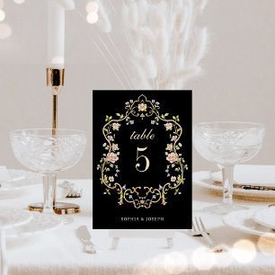 Vintage Garten Schwarz Farbige Luxus-Hochzeit Tischnummer