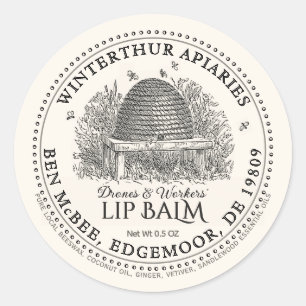 Vintage-Garten-Skeps-Bienenwachs-Lippenbalsam-Etik Runder Aufkleber