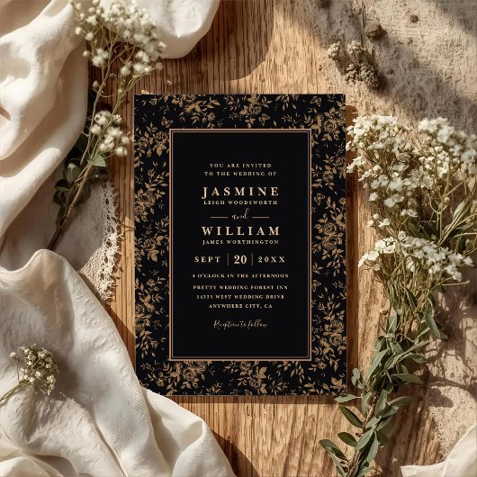 Vintage-Garten-Spitze-Blumen-QR-Code-Hochzeit Einladung