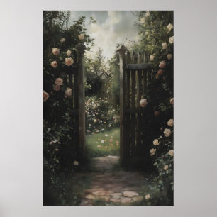 Vintage-Garten-Wandkunst Romantische Rose Cottagec Poster