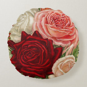 Vintage Gartenbau Rose Rundkissen Rundes Kissen