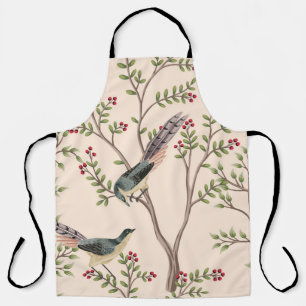 Vintage-Gartenbaum, Vogel Blumen nahtloses Muster Schürze