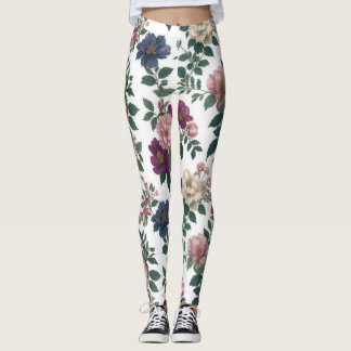Vintage Gartenblüten Leggings