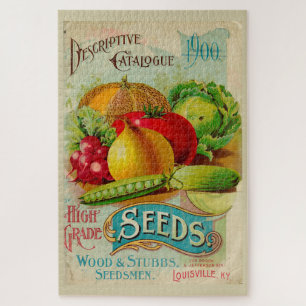 Vintage-Gartengemüsesaatgutkatalog Farbig Puzzle