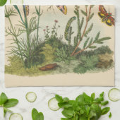 Vintage Garteninsekten, Schmetterlinge, Raupen Geschirrtuch (Gefaltet)