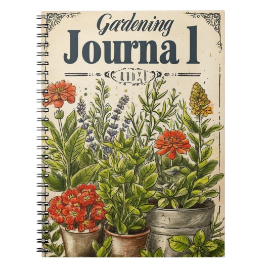 Vintage Gartenkräuter Notizblock (Vorderseite)