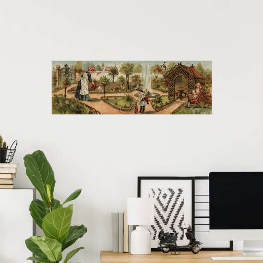 Vintage Gartenlandschaft Poster (Heimbüro)