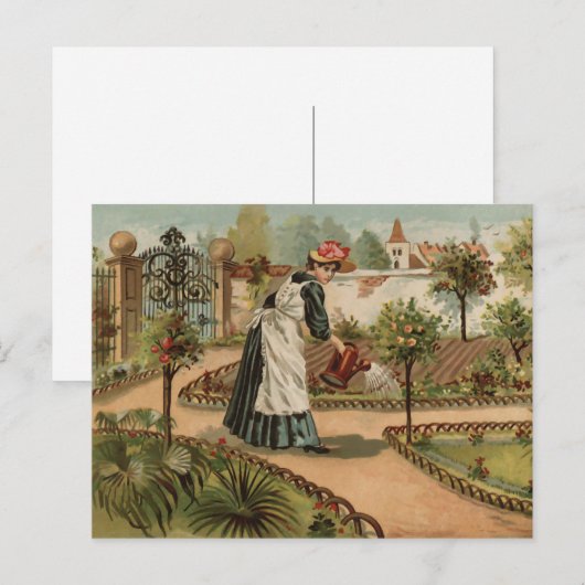 Vintage Gartenlandschaft Postkarte (Vorne/Hinten)