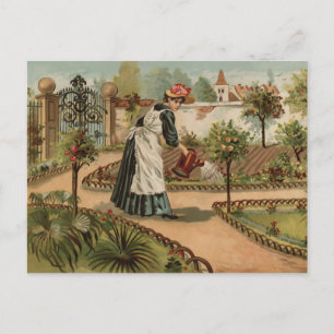 Vintage Gartenlandschaft Postkarte