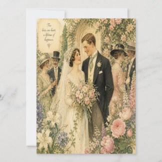 Vintage-Gartenparty-QR-Code-Hochzeitseinladung Einladung