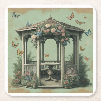 Vintage-Gartenparty-Schmetterlinge-Untersetzer Rechteckiger Pappuntersetzer