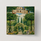 Vintage Gartens Ex Libris Buchschild  Button (Vorderseite)