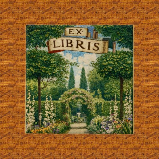 Vintage Gartens Ex Libris Buchschild  Button