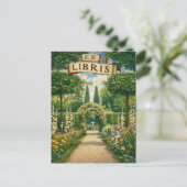 Vintage Gartens Ex Libris Buchschild  Postkarte (Stehend Vorderseite)