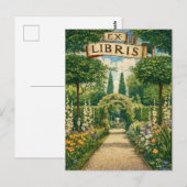 Vintage Gartens Ex Libris Buchschild  Postkarte (Vorne/Hinten)