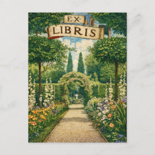 Vintage Gartens Ex Libris Buchschild Postkarte