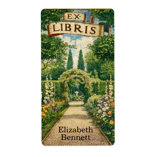 Vintage Gartens Ex Libris Buchzeichen (Vorne)