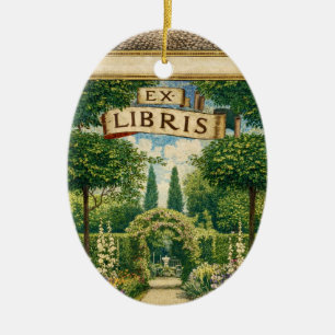 Vintage Gartens Ex Libris Buchzeichen Keramik Ornament