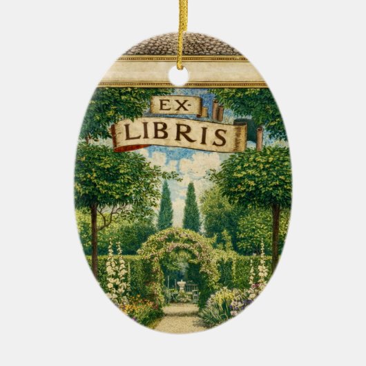 Vintage Gartens Ex Libris Buchzeichen Keramik Ornament (Vorne)