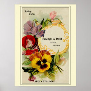 Vintage-Gartensaat-Blumenkatalog Poster