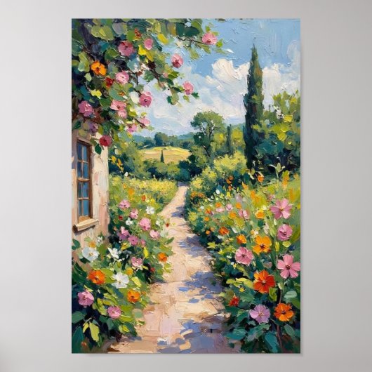 Vintage-Gartenweg-Blumenkunst Poster (Vorne)