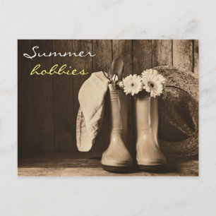 Vintage Gartenwerkzeuge Postkarte