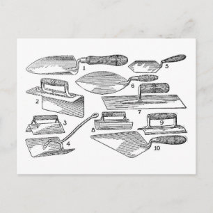 Vintage Gartenwerkzeuge Postkarte