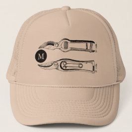 VINTAGE Gartenwerkzeuge Pruner Monogram T Hat Truckerkappe
