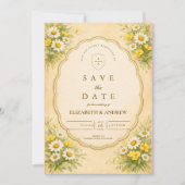 Vintage Gartzeit-Hochzeit mit Gänseblümchen Save The Date (Vorderseite)