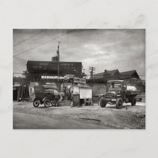 Vintage Gas Station, Car Enthusiast Postkarte (Vorderseite)