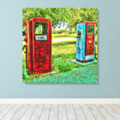 Vintage Gaspumpe Fotografie Leinwand (Insitu (Holzboden))