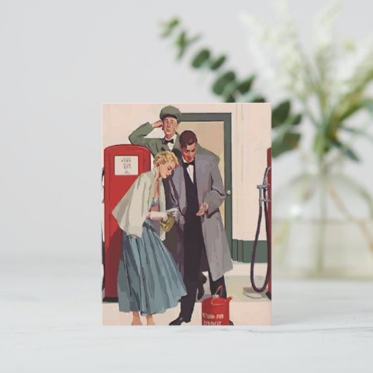 Vintage Gasstation Postkarte (Stehend Vorderseite)