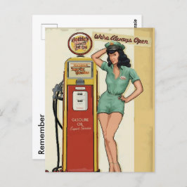 Vintage Gasstation, Text bearbeiten Postkarte